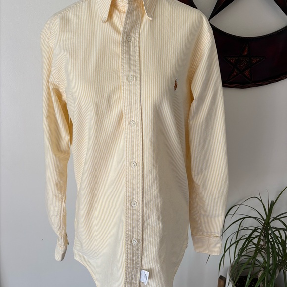 Polo Ralph Lauren Vintage Custom Preppy Yellow Stripe Classic Oxford Shirt Sz S - Picture 2 of 8
